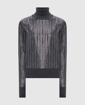 Ermanno Scervino Gray wool and cashmere sweater with crystals D475M308CTEJY