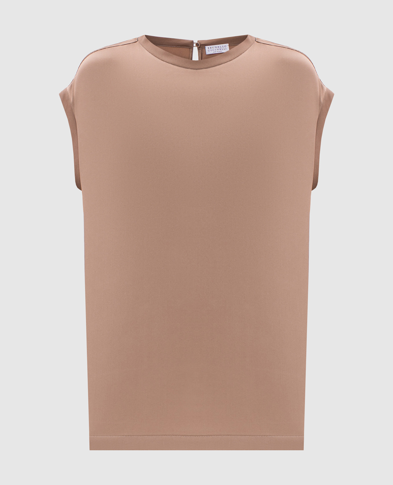 Brown silk top with monil chain Brunello Cucinelli