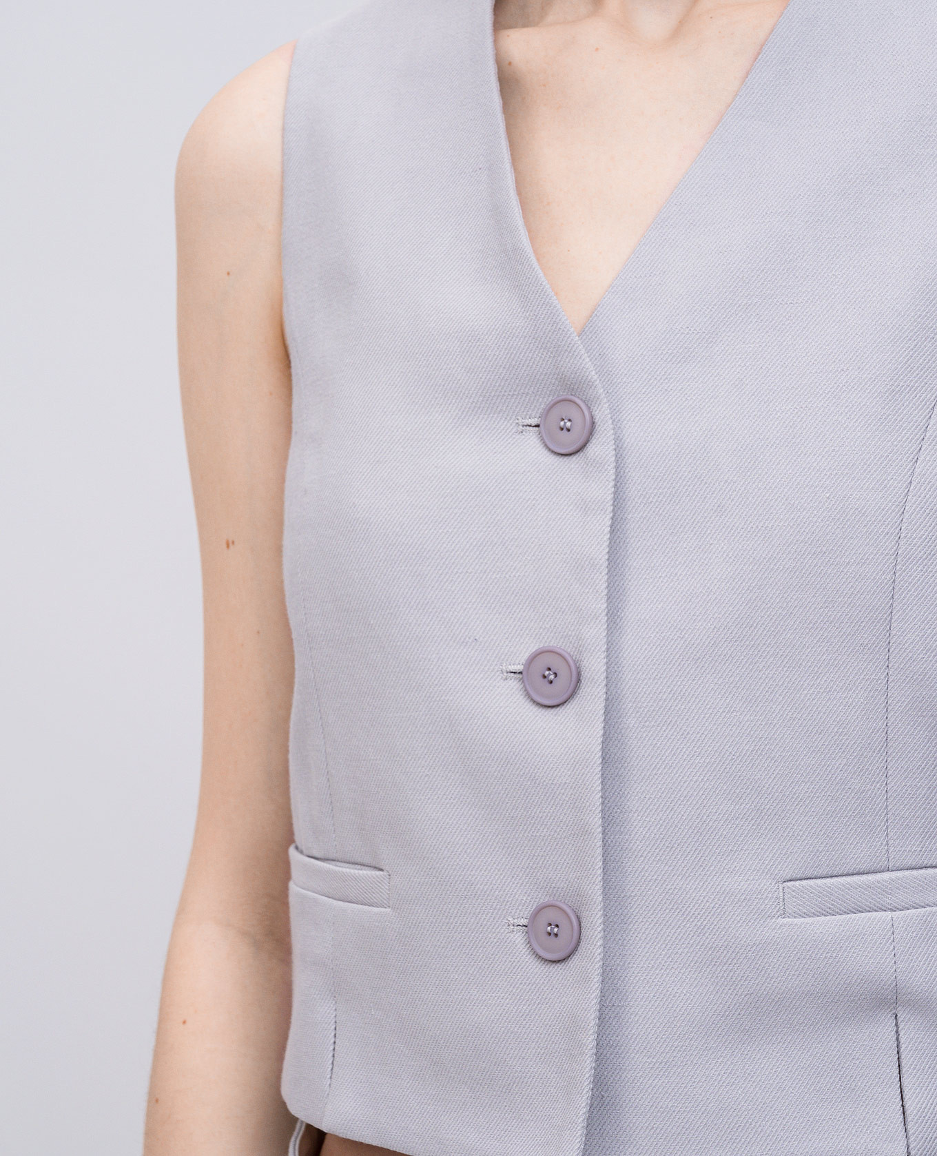 Purple linen vest with logo emblem Twinset 5