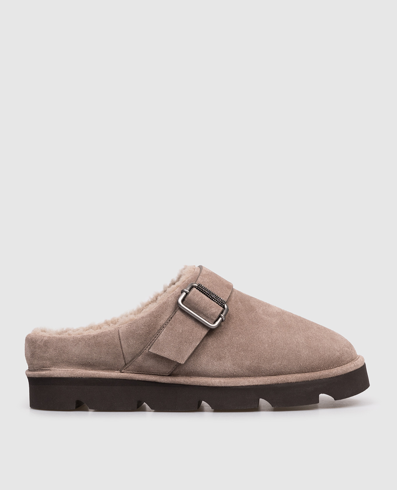 

Beige suede mules with fur trim Brunello Cucinelli