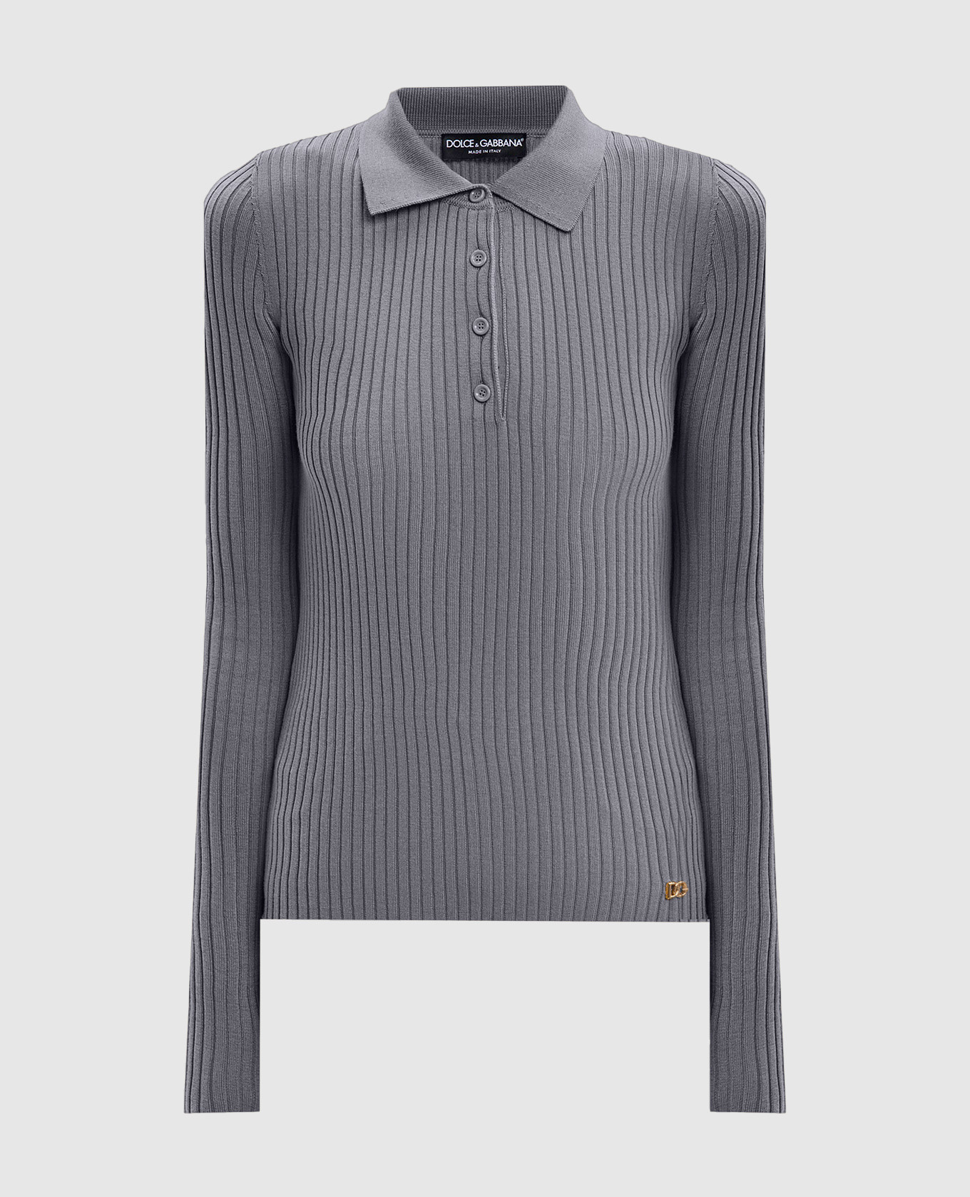 

Grey ribbed wool polo shirt Dolce&Gabbana