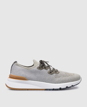 Brunello Cucinelli Gray sneakers with textured logo MZUKISO250