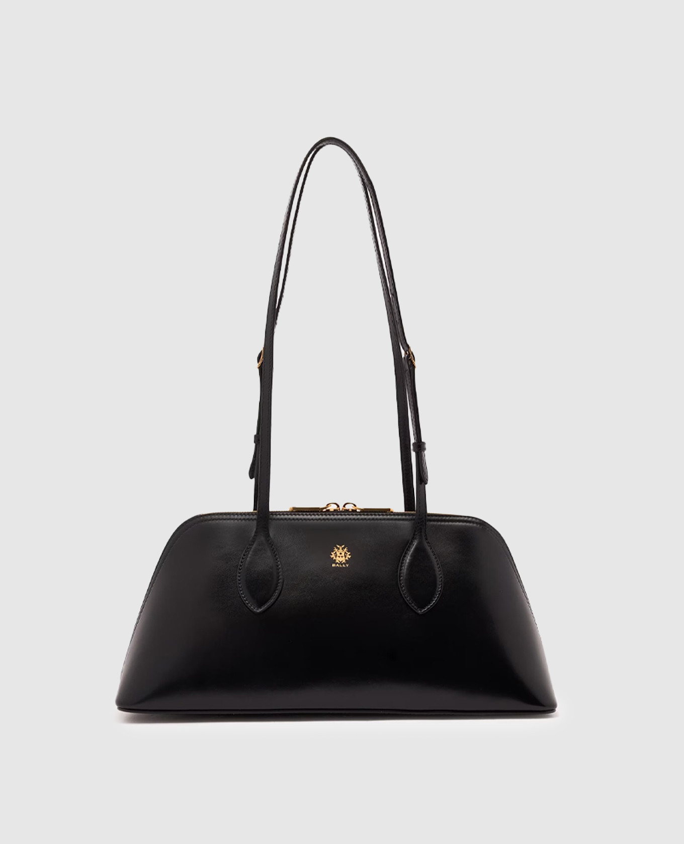 

Praline black leather trapeze bag with logo Bally