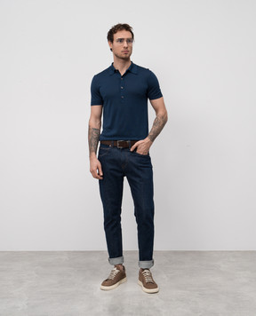 Tom Ford Blue polo with silk KPS025YMS111S25