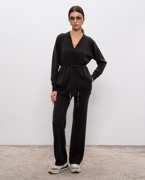 Peserico Brown wool and cashmere pants with monil chain S94107F1209283