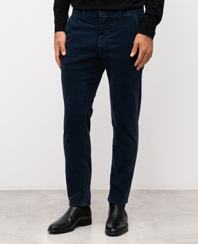 Four.Ten Blue velvet pants 223529