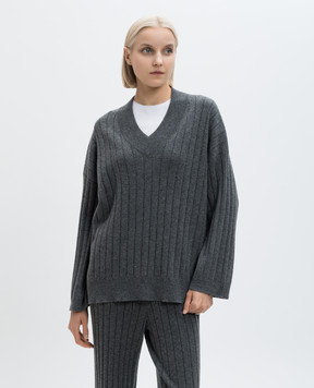 Brunello Cucinelli Gray ribbed cashmere pullover M12193402