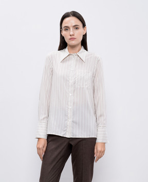Peserico White striped silk blouse S0607608343