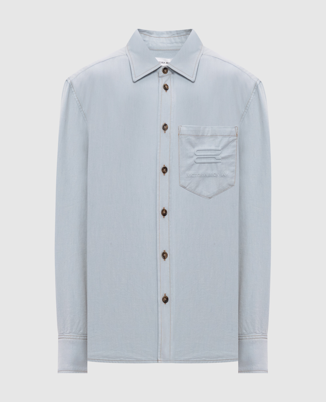 Blue denim shirt with textured logo Victoria Beckham