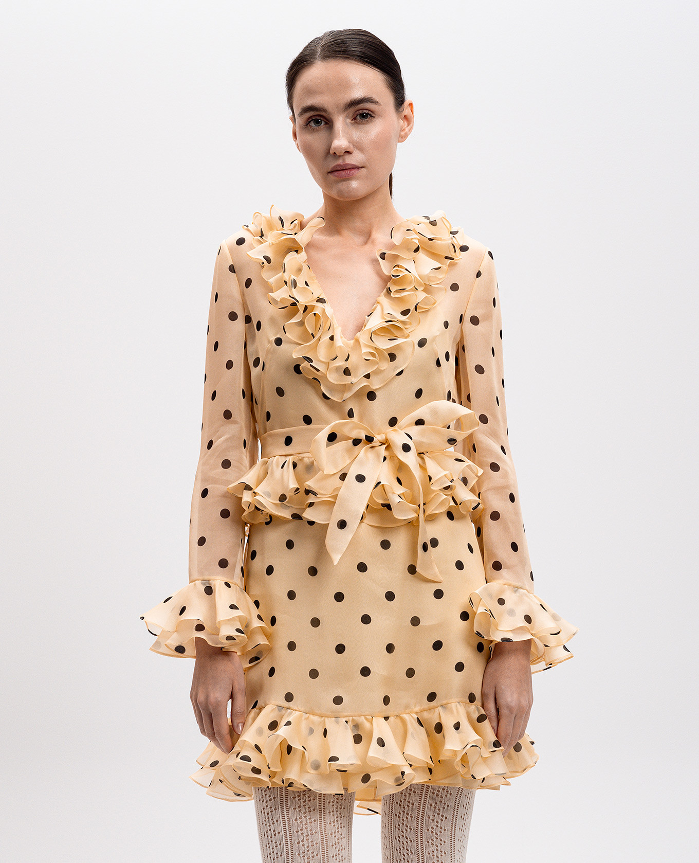 Beige silk mini dress with peas Valentino 3