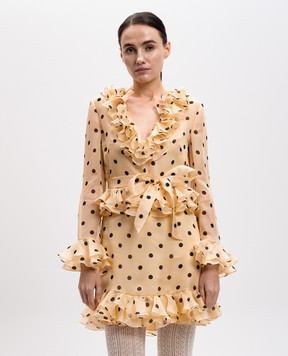 Valentino Beige silk mini dress with peas 6B3VAF3793H