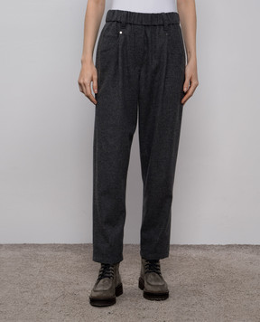 Brunello Cucinelli Gray wool and cashmere pants MB162P8417