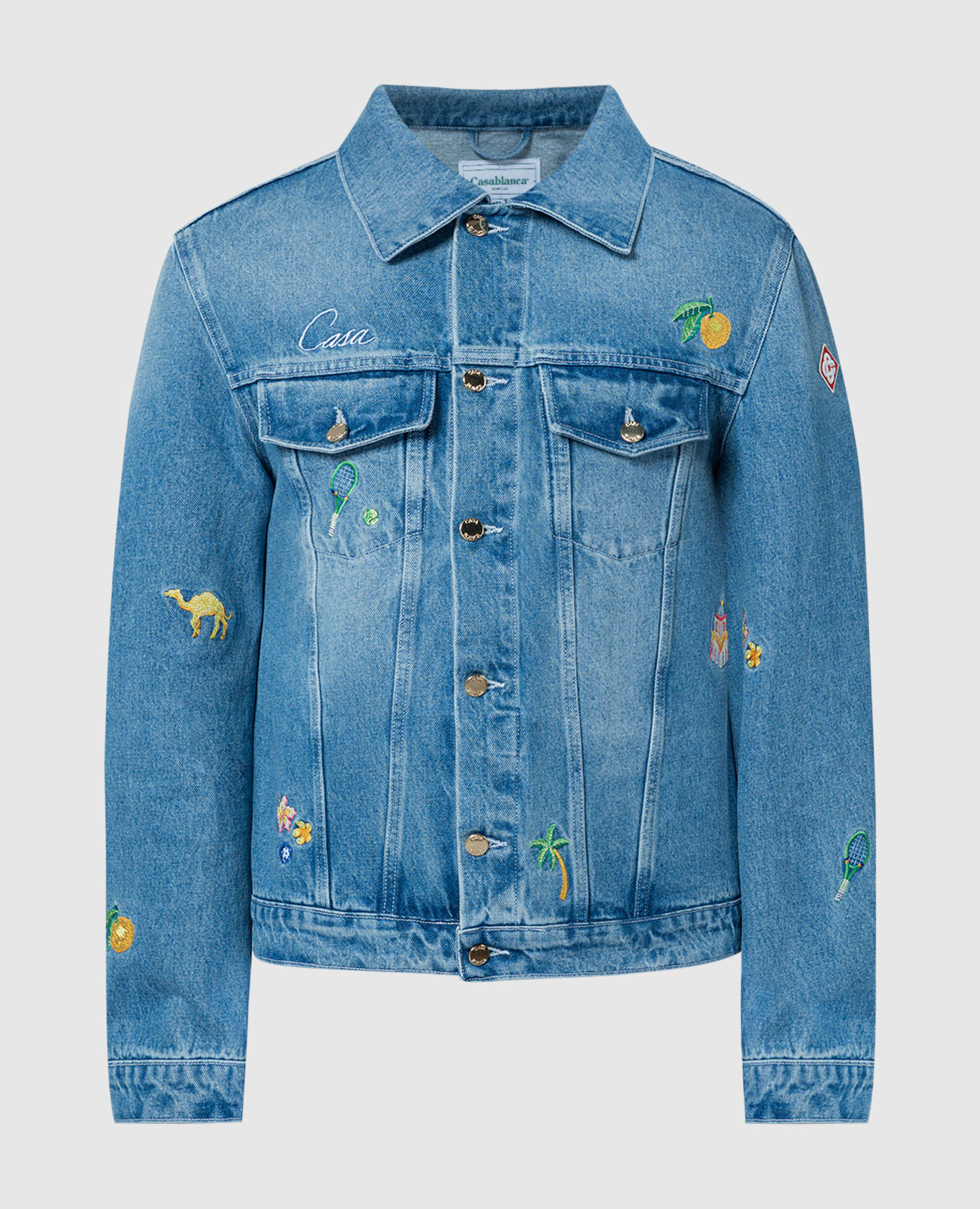 

Blue denim jacket with embroidery Casablanca