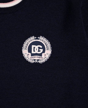 Dolce&Gabbana Children's blue wool sweater with logo L5KWK5JDVB7