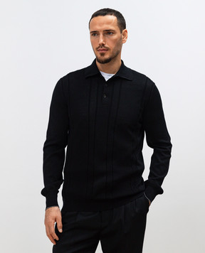 Brunello Cucinelli Black polo in a woven pattern M29202425