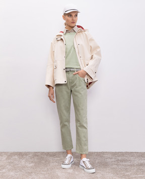 Brunello Cucinelli Green jeans with logo patch MB030P5847