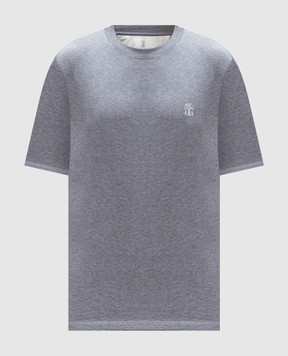 Brunello Cucinelli Grey melange T-shirt with logo print M0B138440