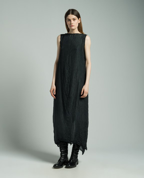 Marc Le Bihan Black dress made of silk with a reaper effect 2119