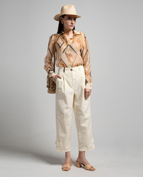 Peserico Yellow pants with a brand patch P04540T307948