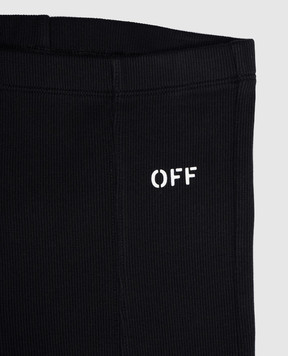 Off-White Children's black ribbed flared pants with logo OGCA009S25JER001