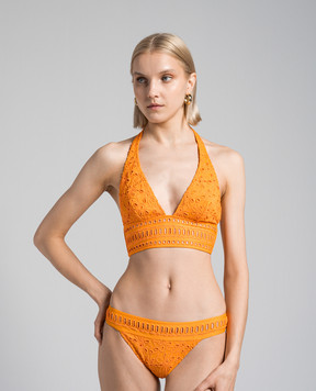 Ermanno Scervino Orange swimsuit bodice with floral embroidery D444Y720OKF