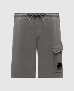 C.P. Company Grey cargo shorts with logo patch MSB704A002246G
