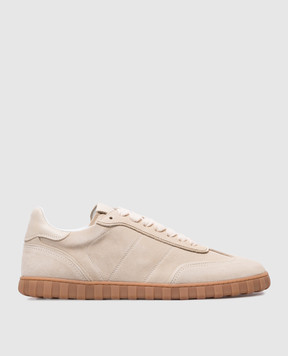 Ami Paris Beige suede sneakers SN433 with logo USN433872