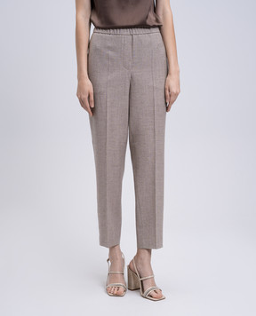 Peserico Beige wool pants with monil chain A0457206413