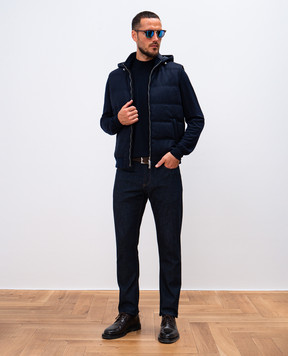 Enrico Mandelli Blue down vest made of wool and cashmere A9T7783821