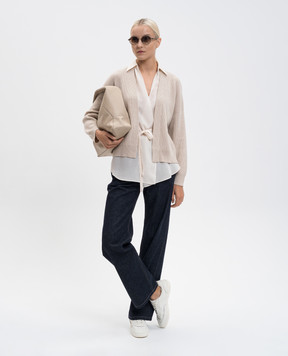 Brunello Cucinelli Beige cashmere cardigan with blouse M12213506