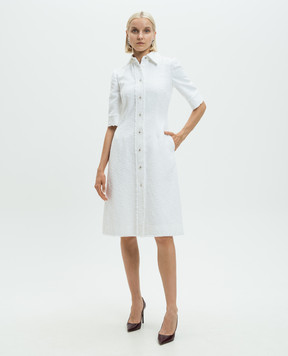 Dolce&Gabbana White tweed shirt dress with linen F6JJRTHUMT9