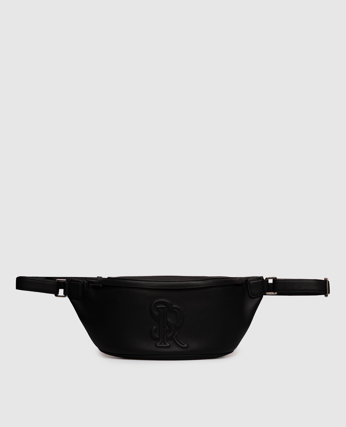 

Black leather belt bag with textured logo Stefano Ricci