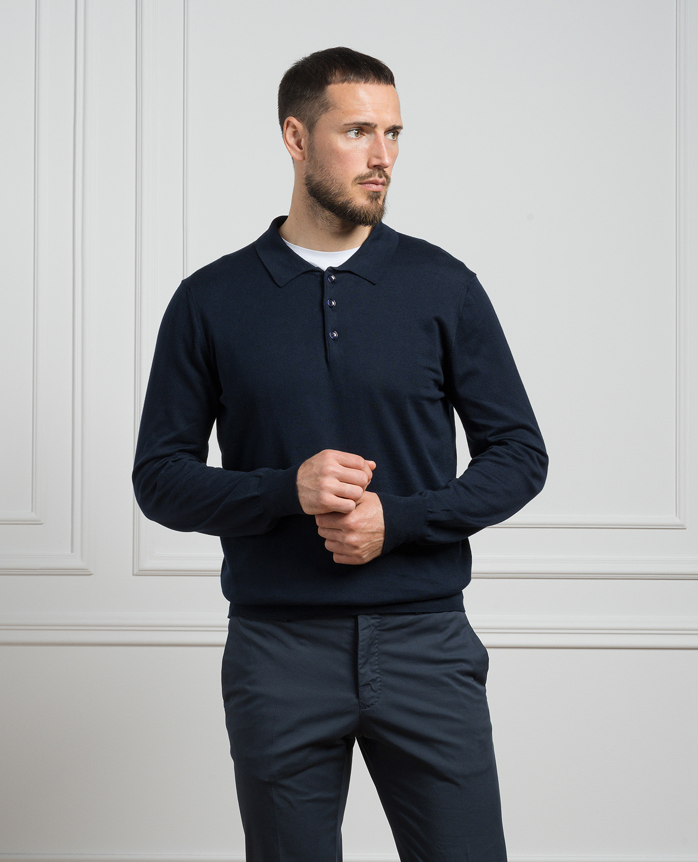 Blue polo shirt with silk and cashmere Cashmere&Whiskey 3
