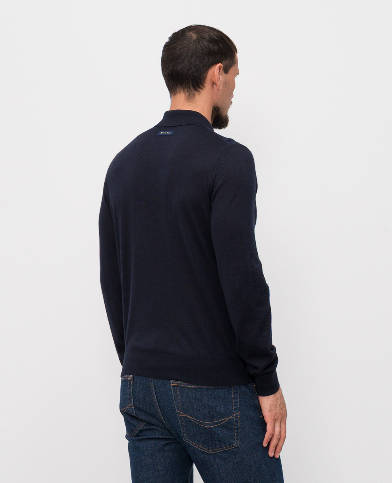 

Blue cashmere and silk patterned polo shirt Stefano Ricci