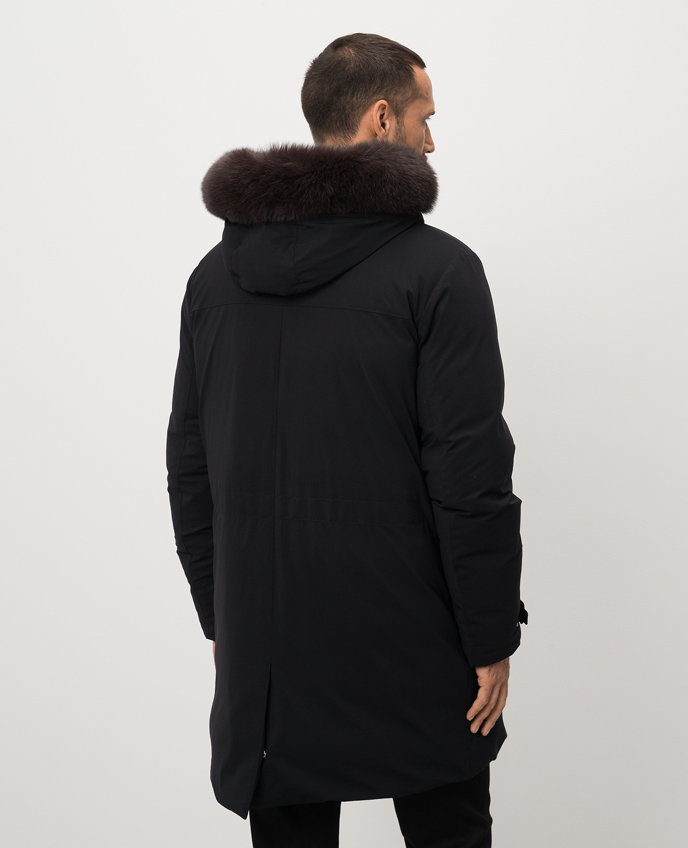 

Black down jacket with fox fur Stefano Ricci