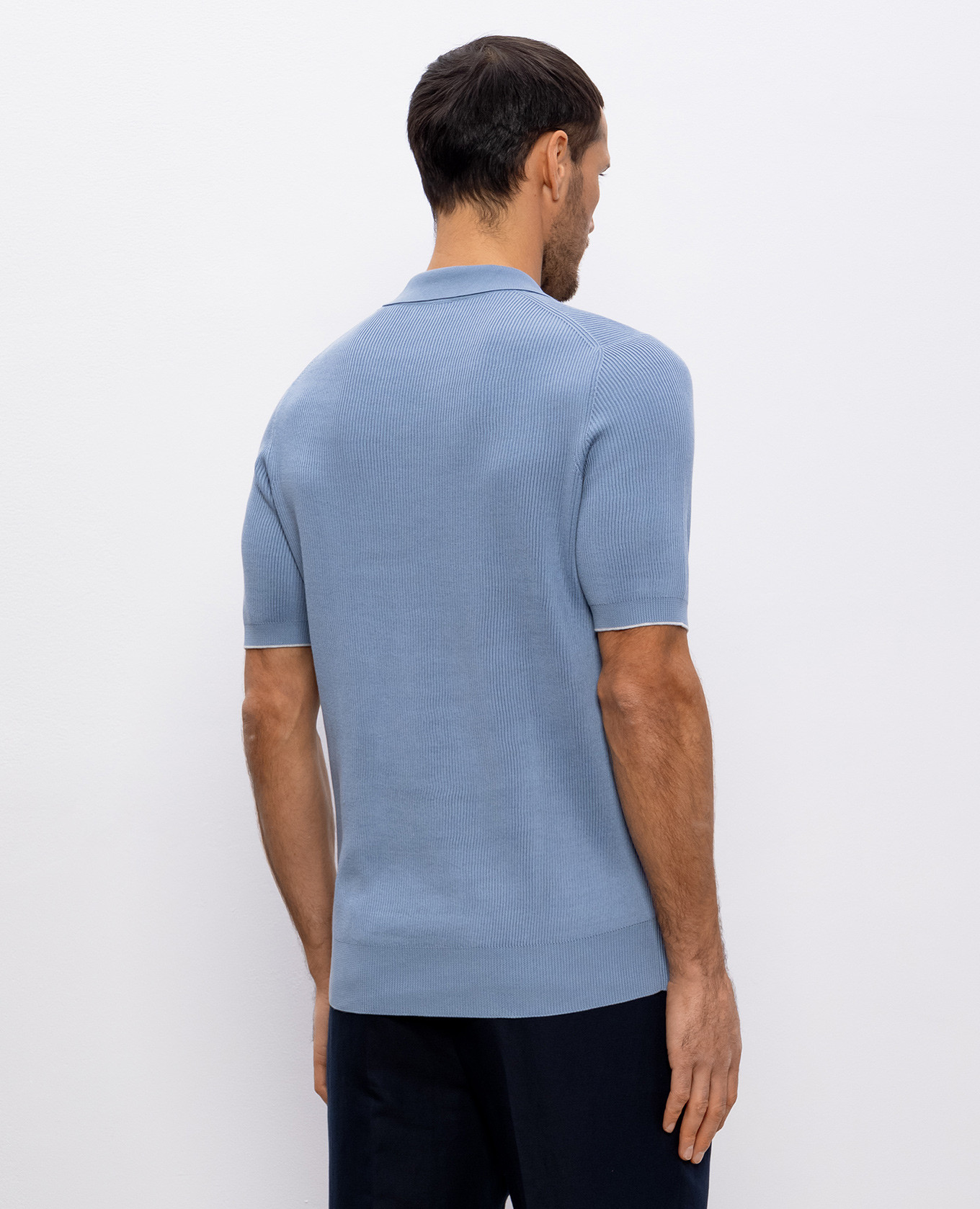 

Blue ribbed polo shirt Brunello Cucinelli, Light blue