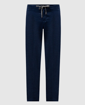 Marco Pescarolo Blue linen pants CARACCIOLO5102