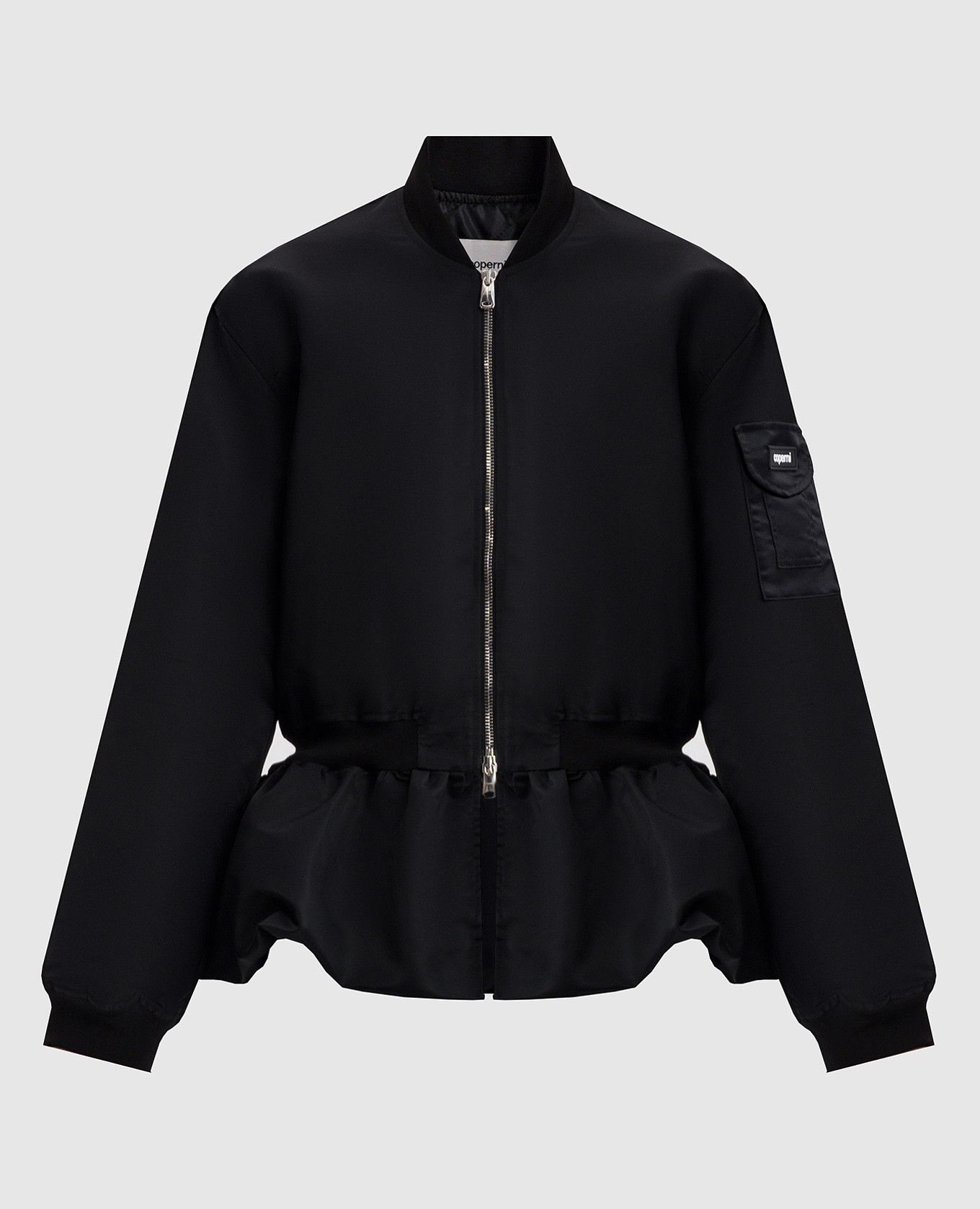 

Black bomber jacket with peplum Coperni