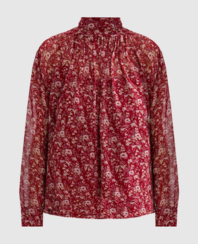 Max Mara Burgundy PANIA blouse made of silk with floral print PANIA