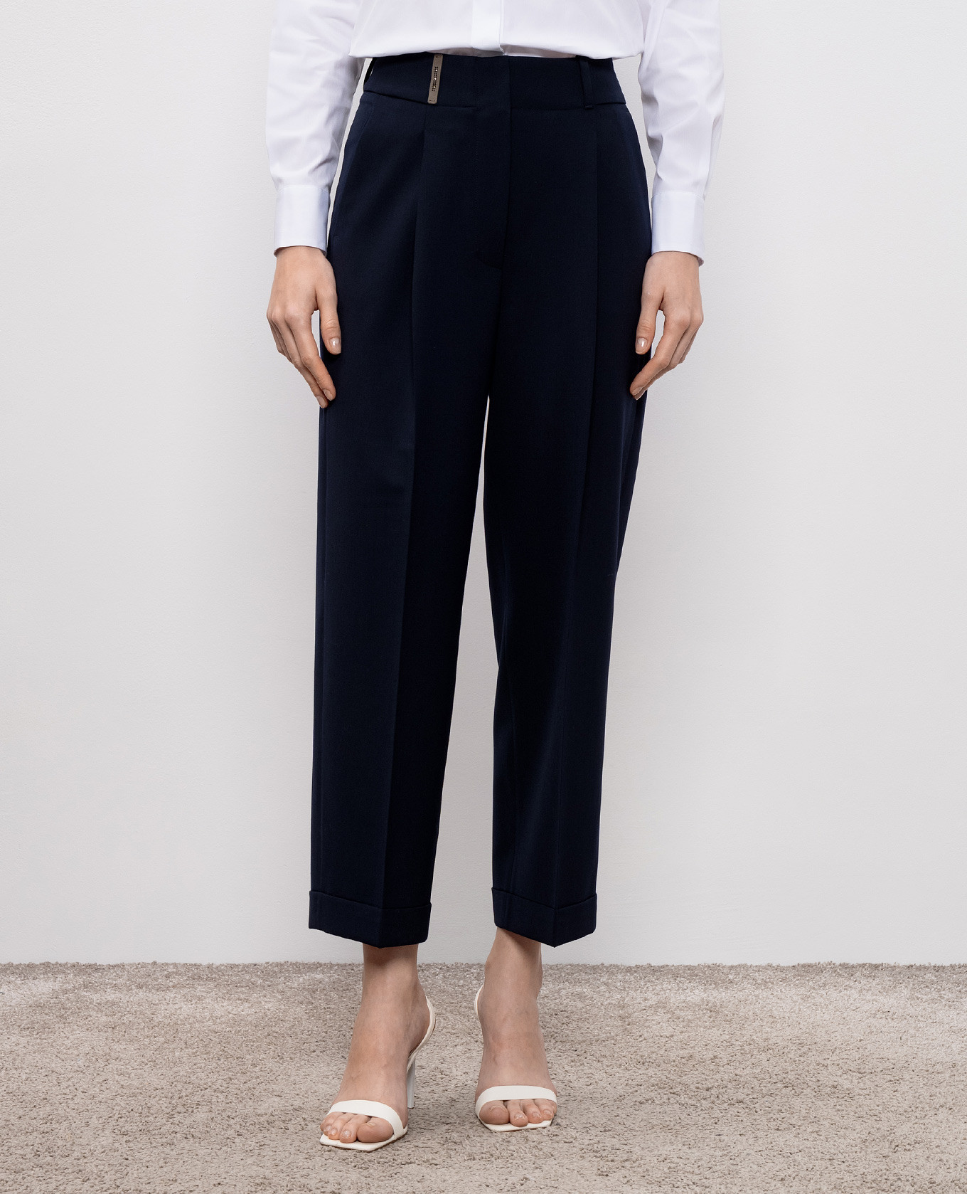 Blue wool pants with brand patch Peserico 3