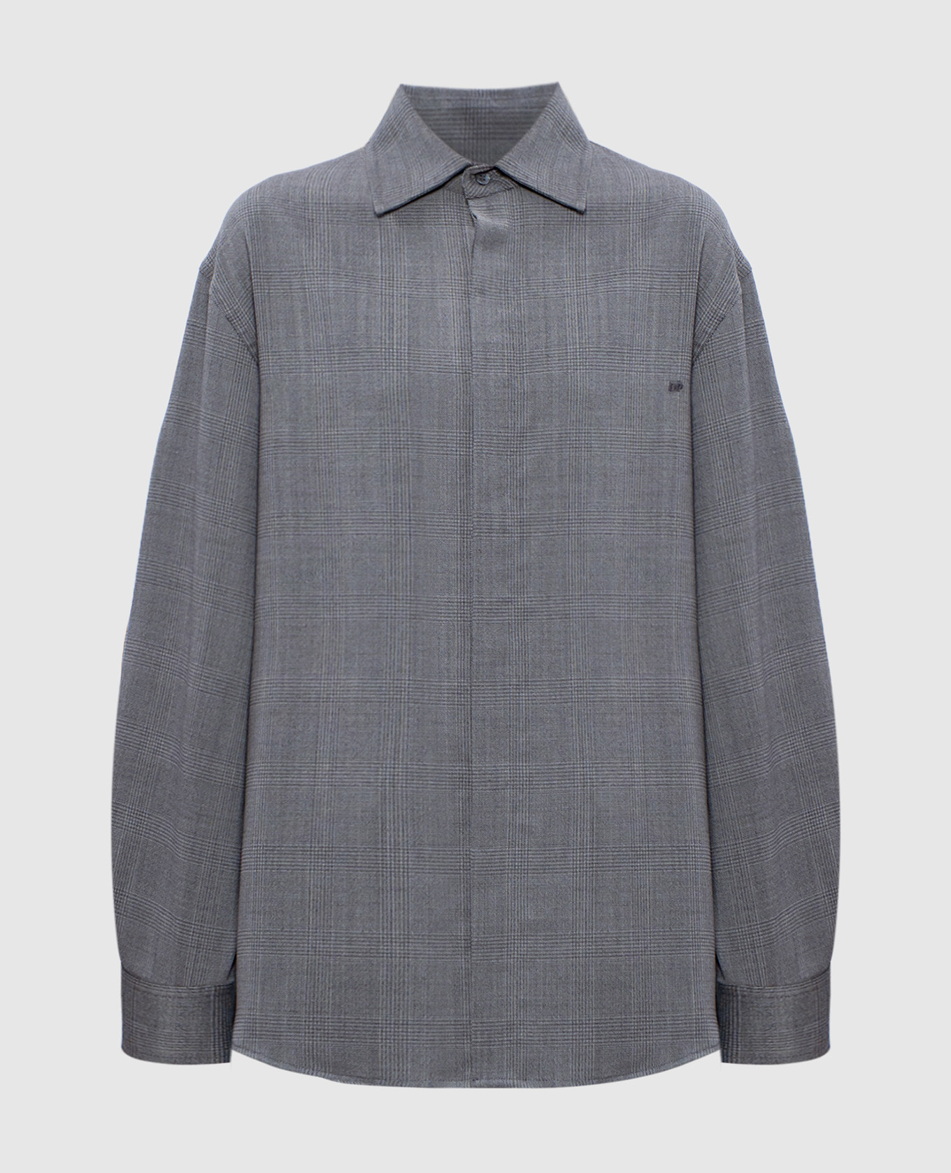 

Gray Keanu Wool Windsor Check Blouse DARKPARK, Grey
