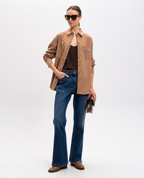 Twinset Blue distressed flared jeans with logo embroidery 242AT2273