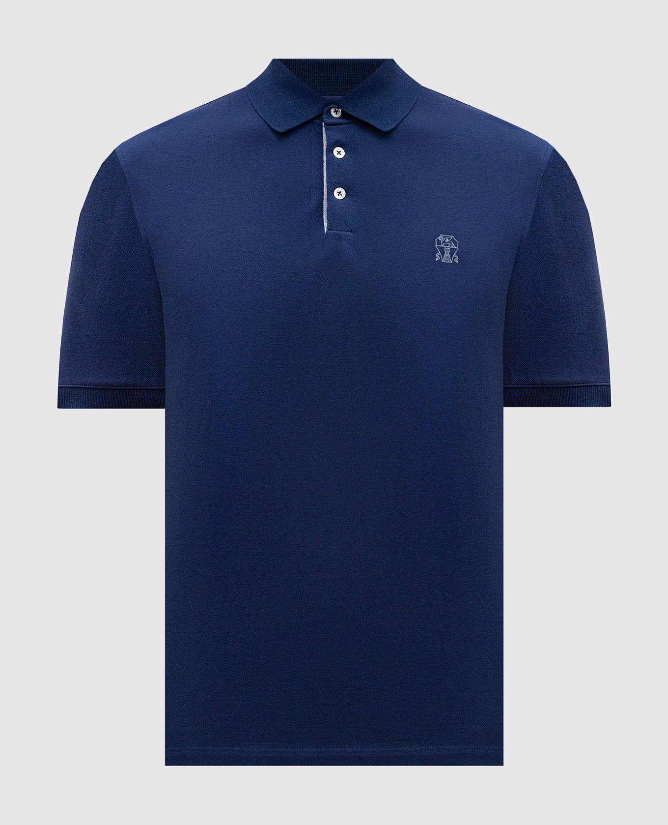 

Blue polo with logo emblem Brunello Cucinelli