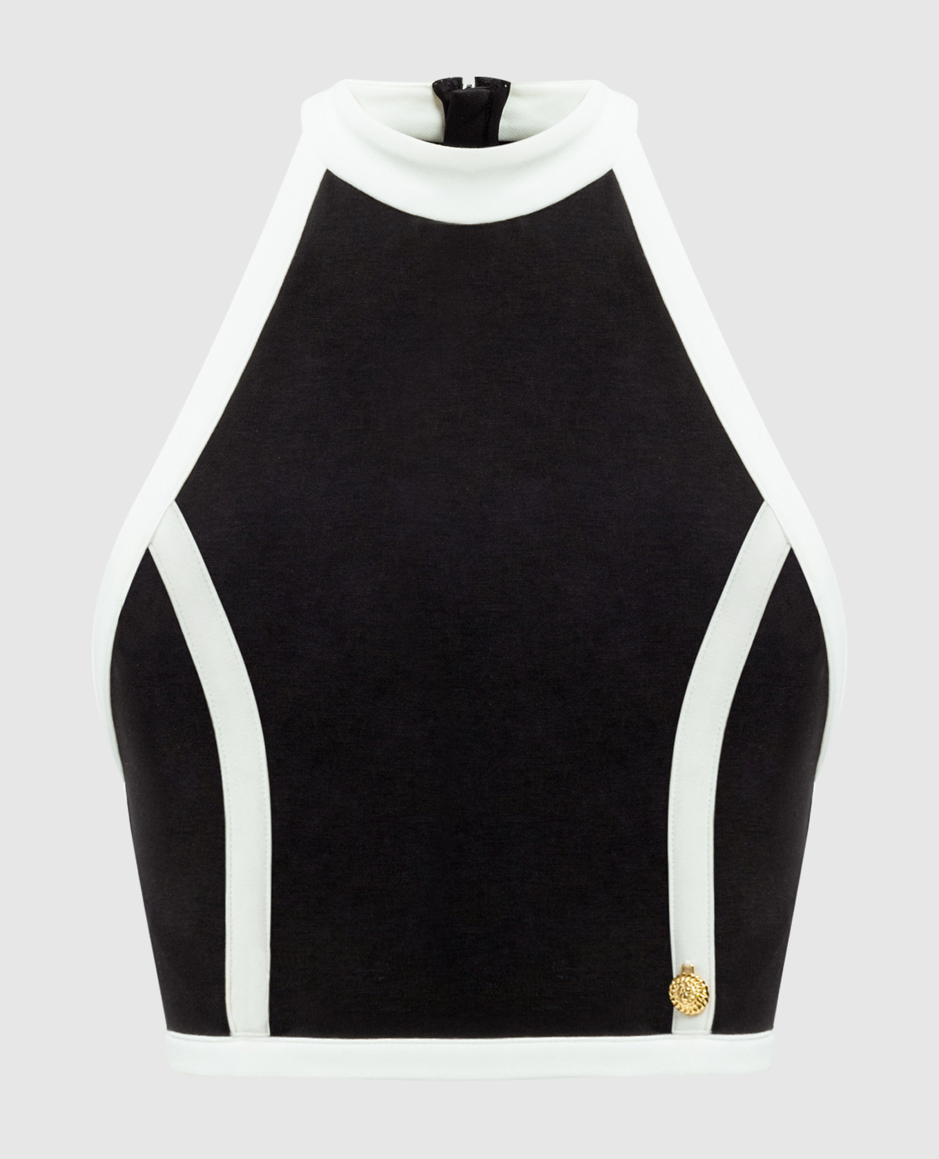 

Black ribbed top with logo Balmain