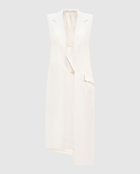 Y`S Yamamoto White elongated vest with linen YTJ03229