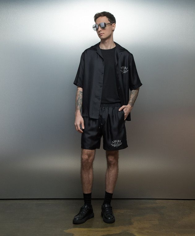 【送料&関税込】AMIRI Shorts In Black Silk AMIRI Men's Arts District Silk Shorts in Black Amiri
