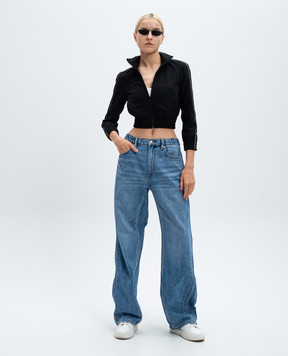 Alexander Wang Black cropped sports jacket with contrasting ribbon 4CC3242091