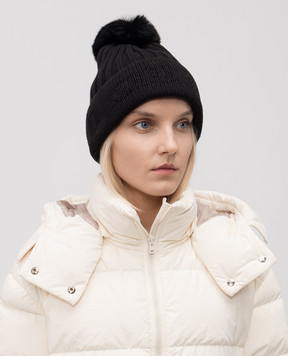 Goldbergh Black HODD hat with pompom GB60001253
