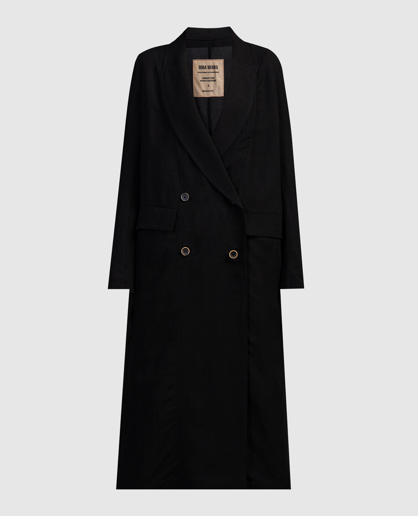 

Camelot black double breasted coat with linen UMA WANG