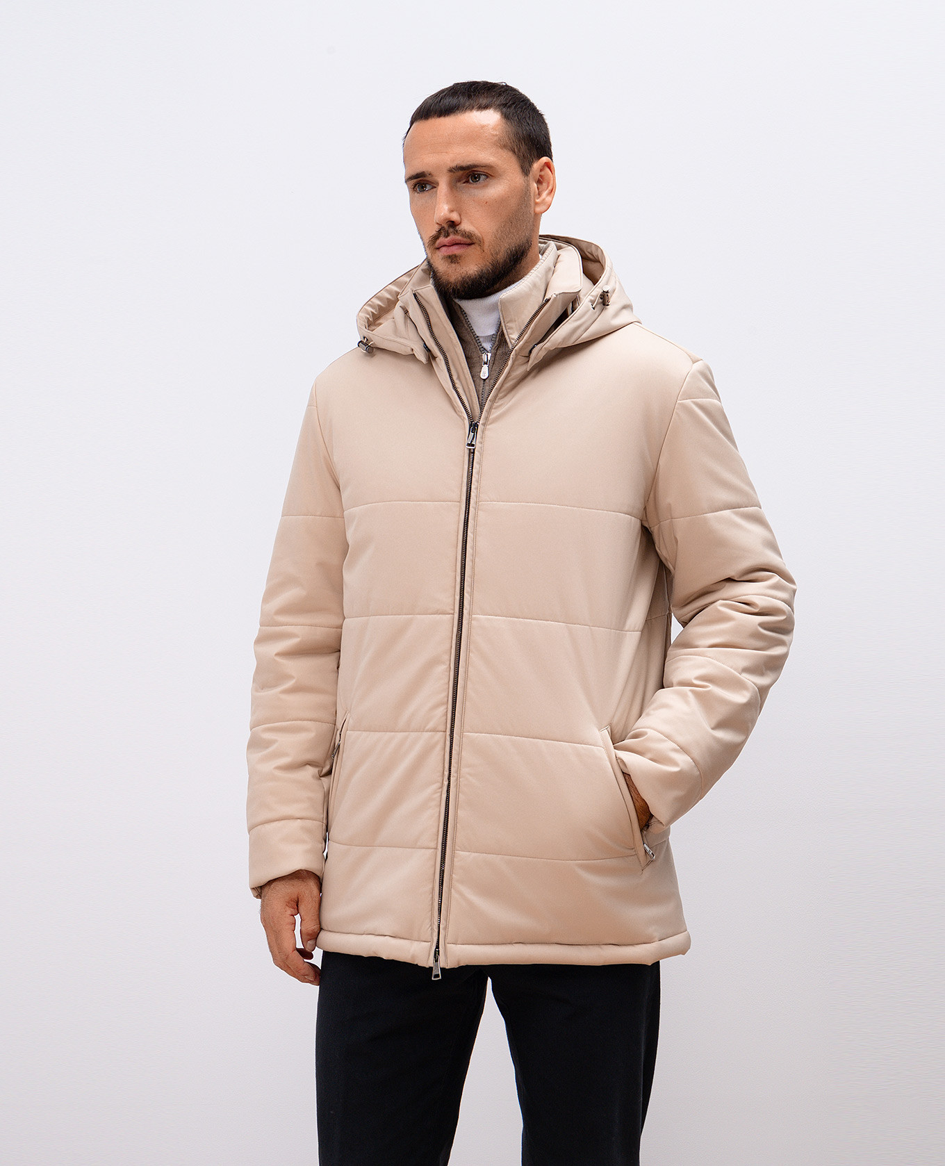Beige quilted jacket with logo monogram engraving Cashmere&Whiskey 3